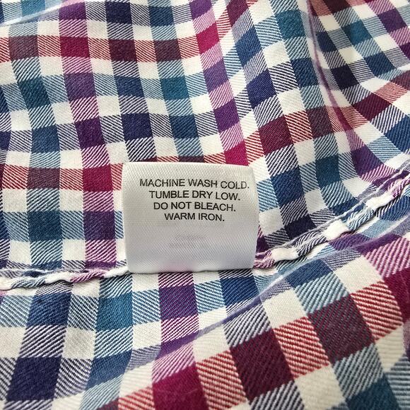 JOHNSTON & MURPHY Shirt Men XL Contrast Flip Cuff Gingham check Multicolor - Picture 13 of 13